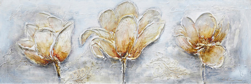 PXFC302 Wall décor art oil on canvas abstract floral beige gery tones